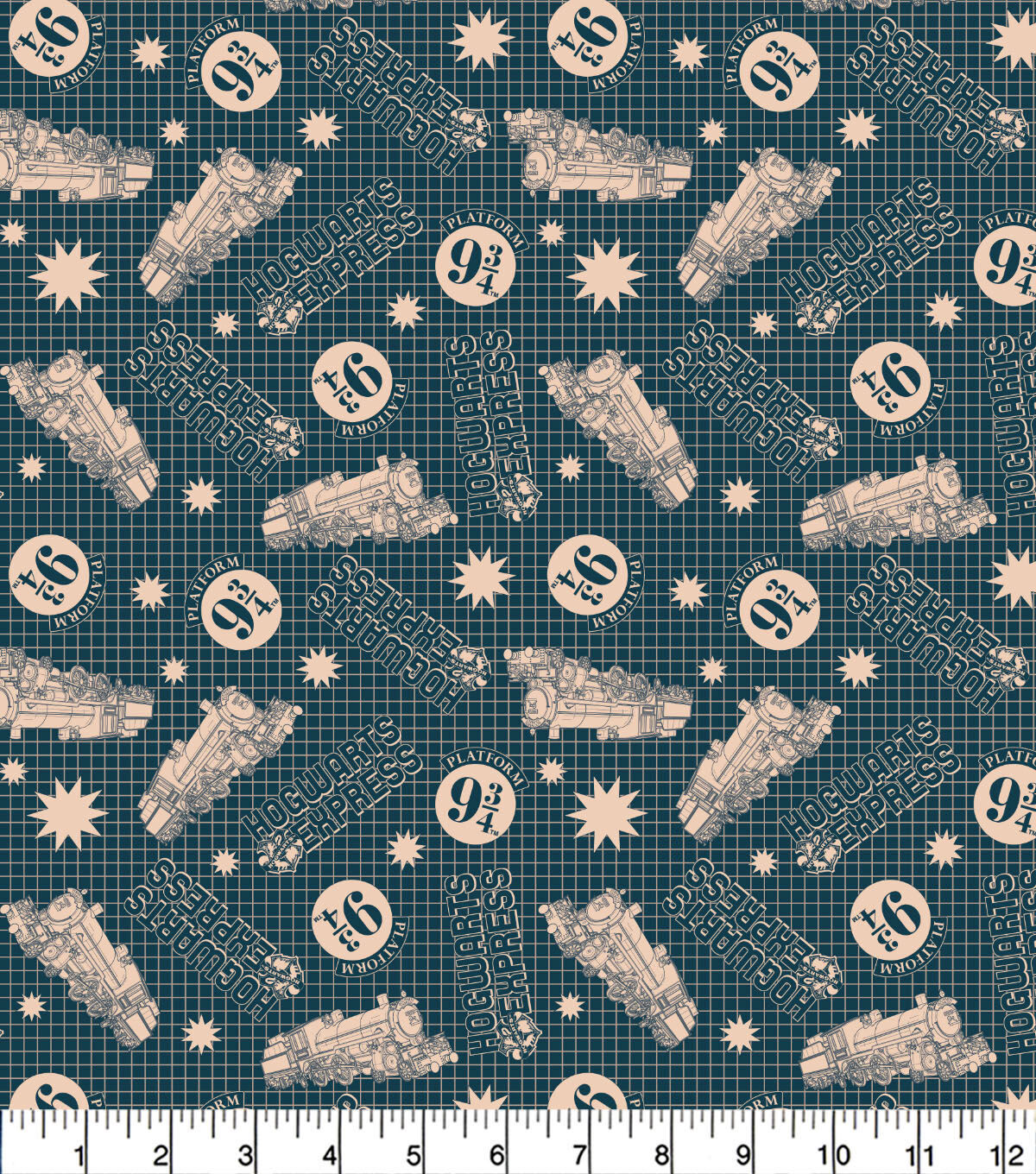 Harry Potter Hogwarts Train Grid Cotton Fabric