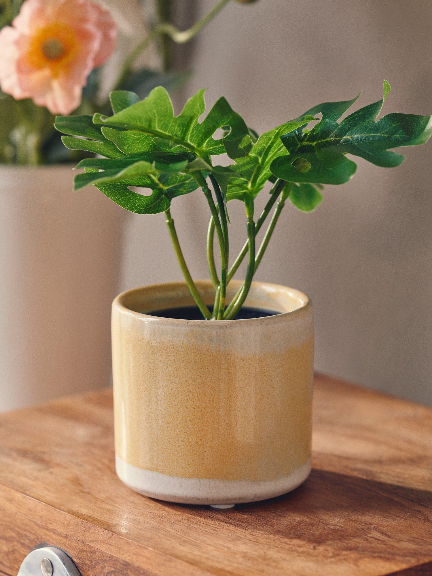 Artificial monstera in pot