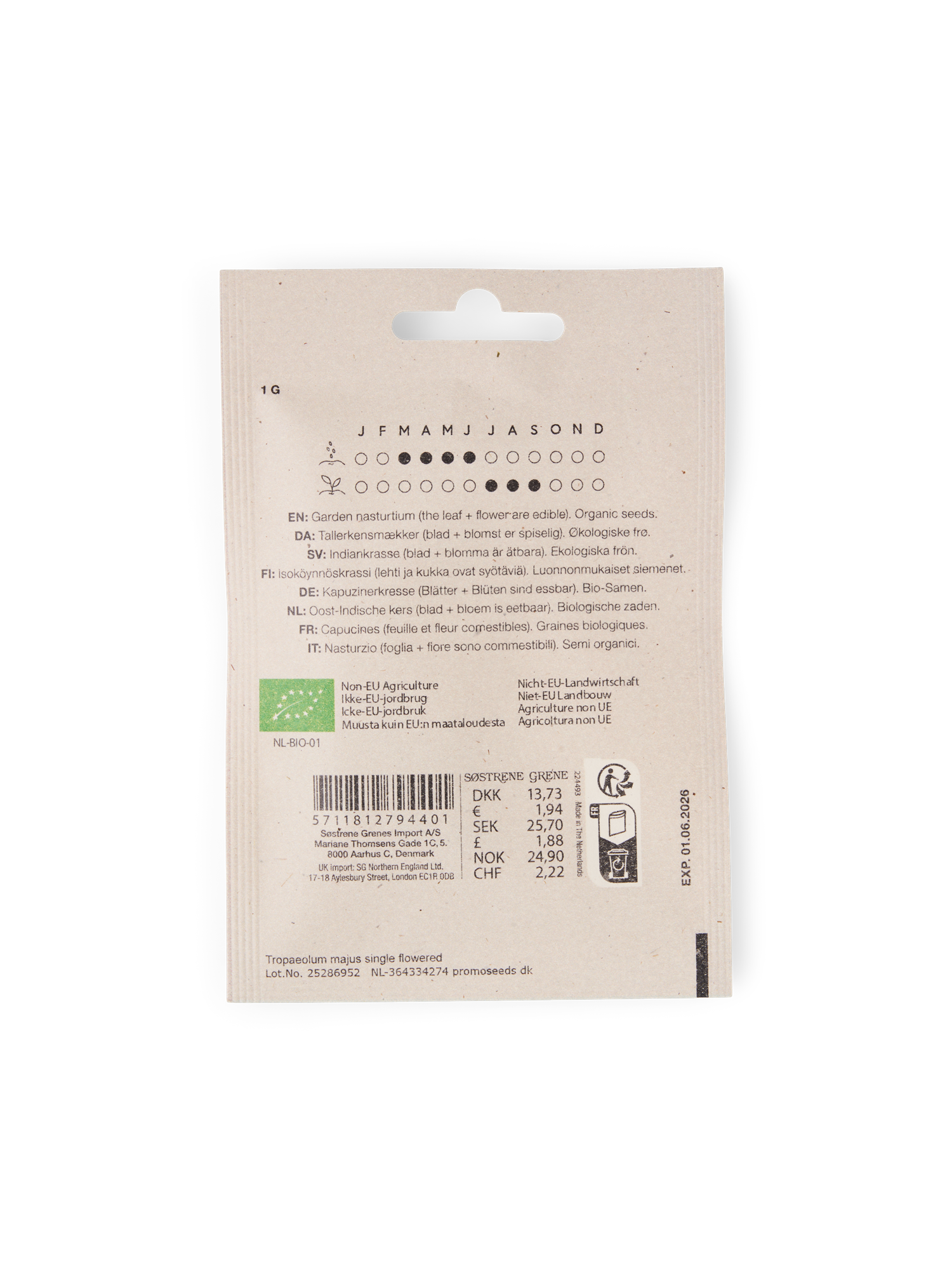 Organic garden nasturtium seeds