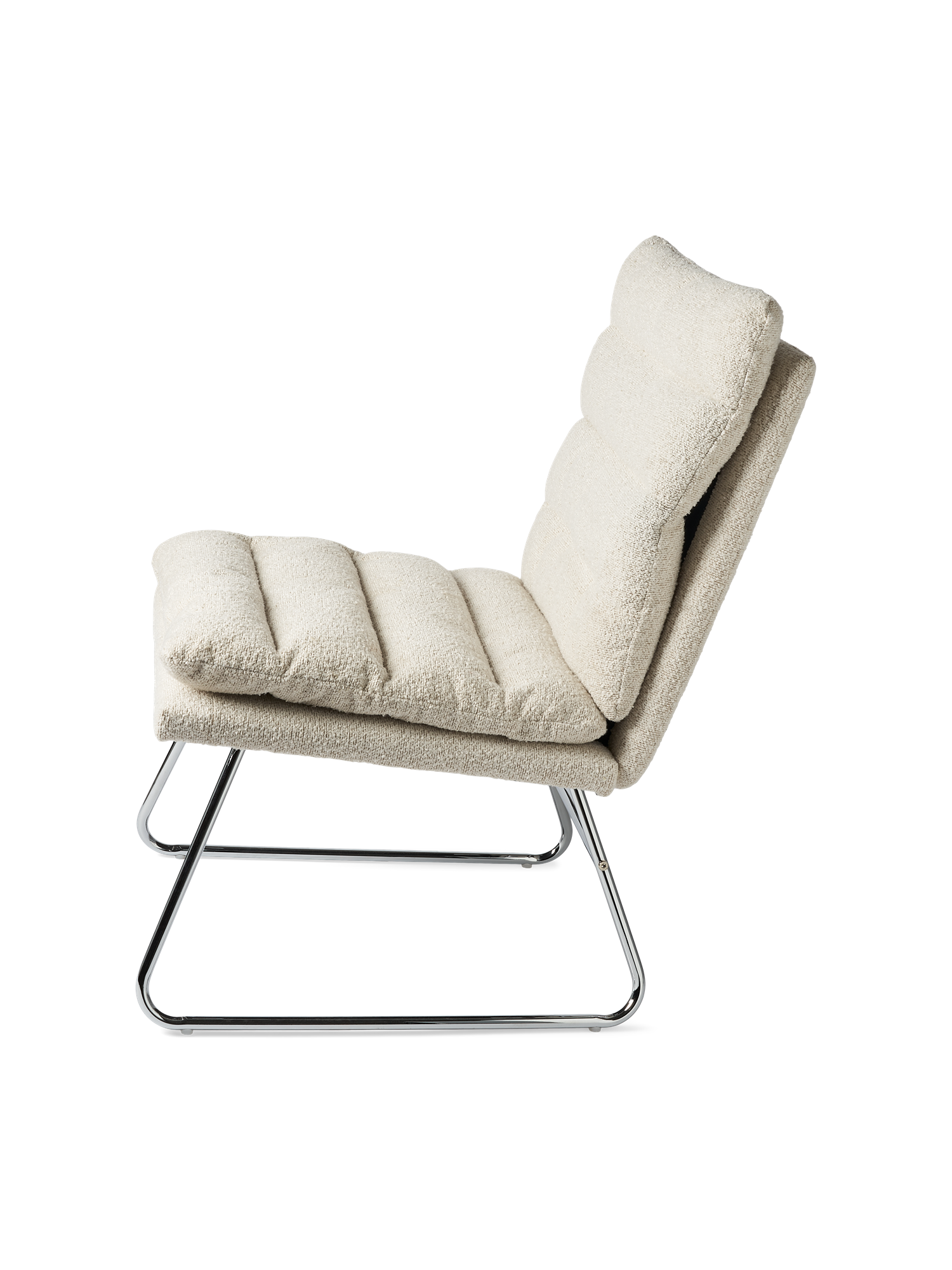 Lounge chair with bouclé fabric