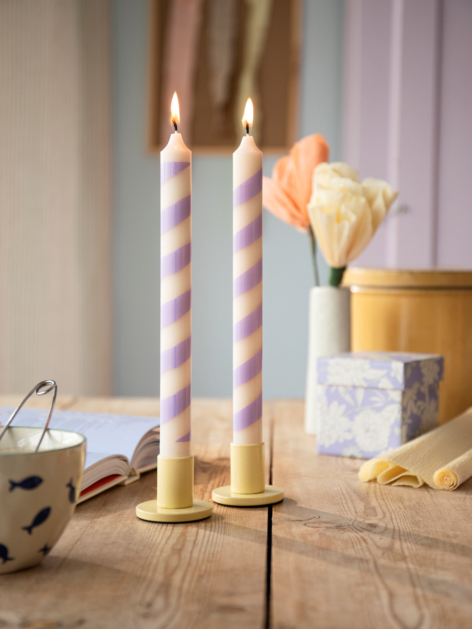 Striped candles 25 cm