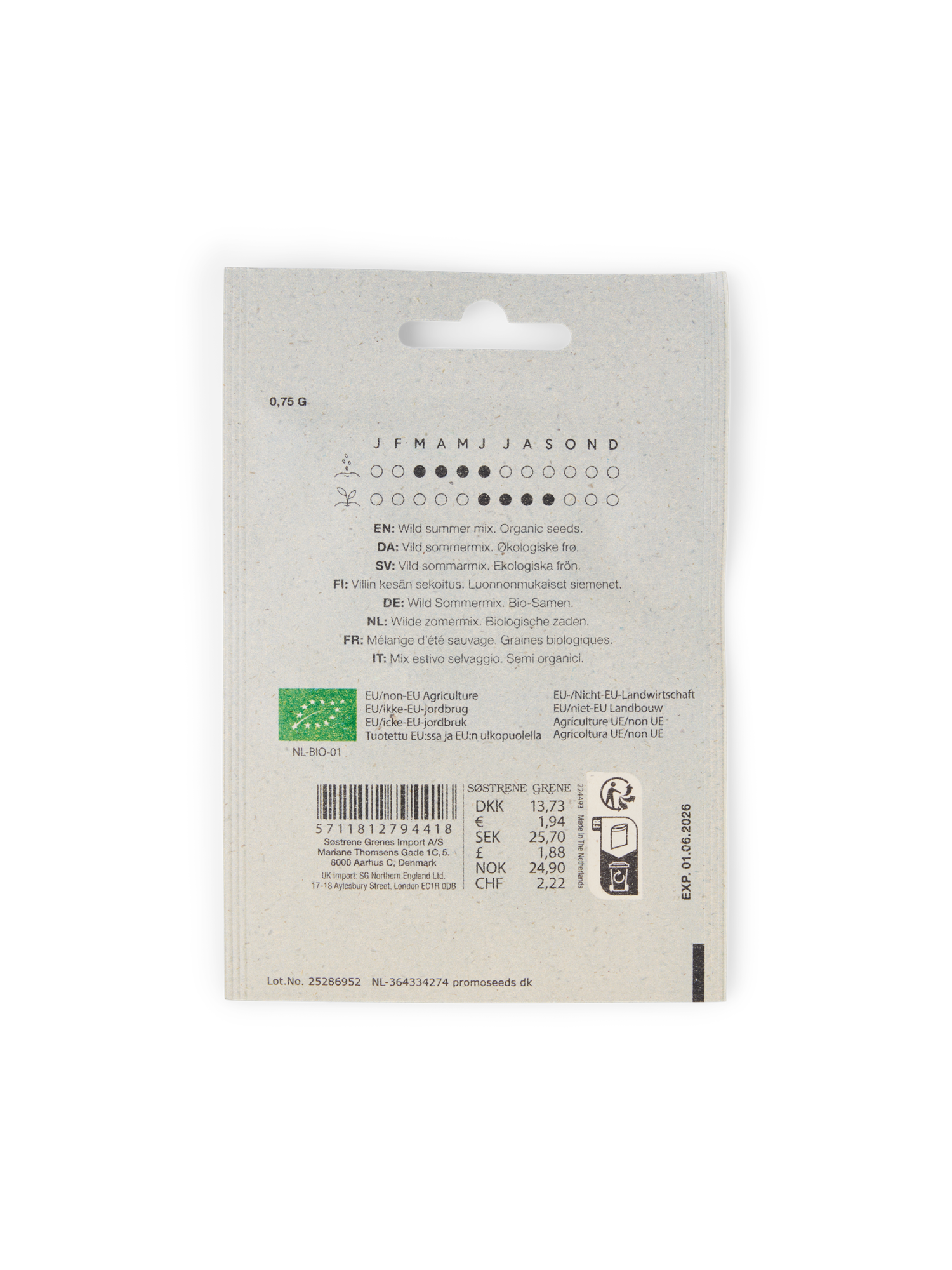 Organic wildflower seed mix