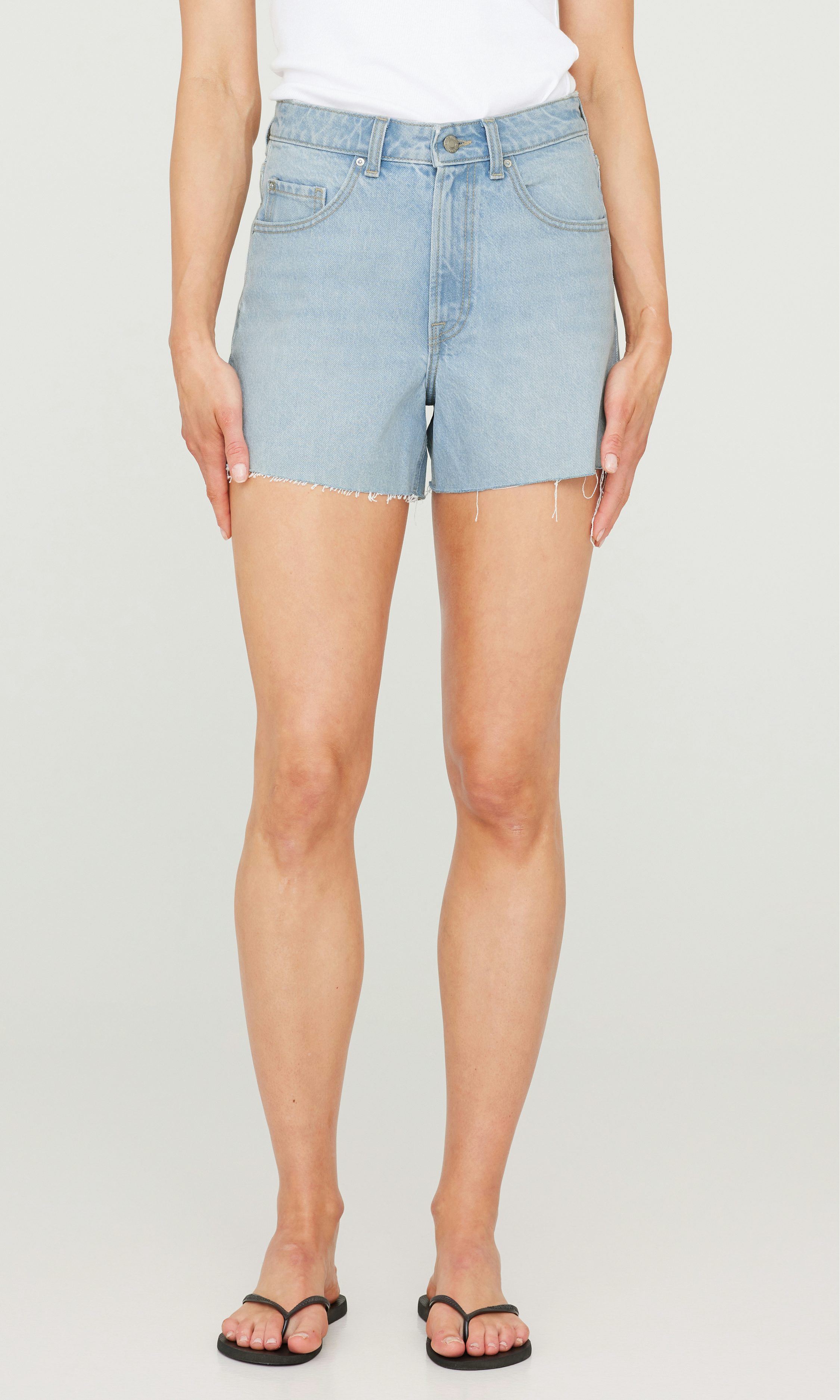 Lys blå Denim shorts med høyt liv Dameklær Cubus