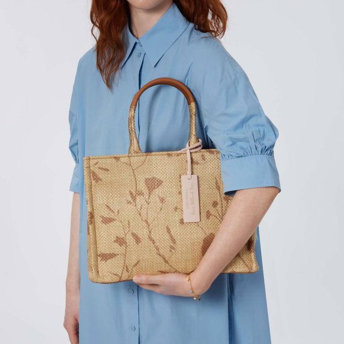 Never Without Bag Straw Shadow Print Medium