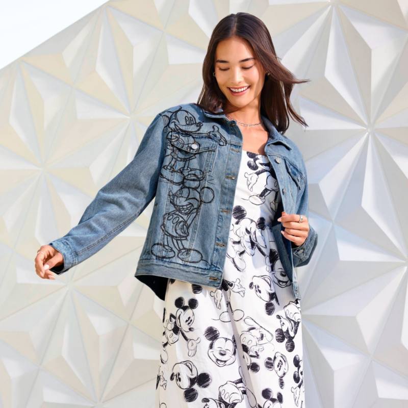 Mickey Mouse Sketch Denim Jacket for Women