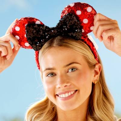 Minnie Mouse Polka Dot Sequined Ears Headband for Adults