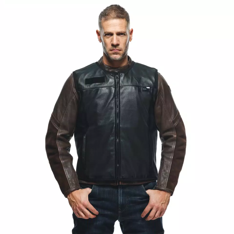 SMART JACKET LEATHER - MEN'S MOTORCYCLE LEATHER VEST WITH INTEGRATED AIRBAG