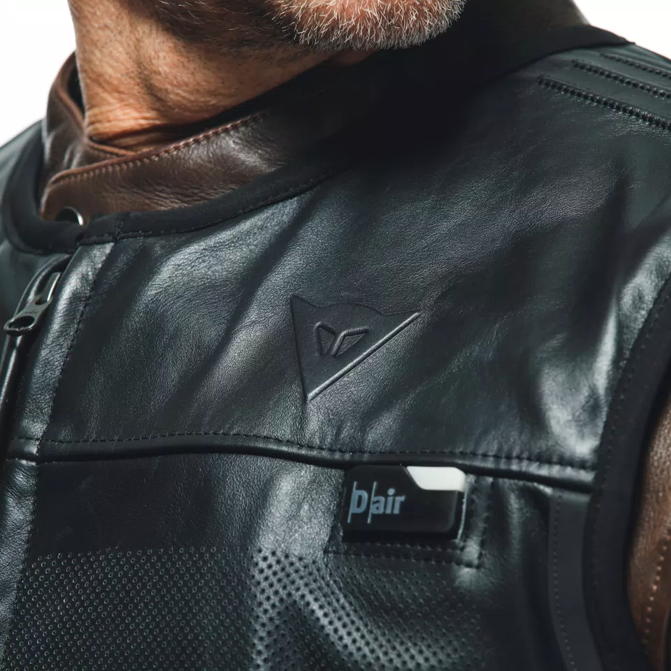 SMART JACKET LEATHER - MEN'S MOTORCYCLE LEATHER VEST WITH INTEGRATED AIRBAG