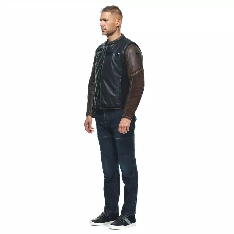 SMART JACKET LEATHER - MEN'S MOTORCYCLE LEATHER VEST WITH INTEGRATED AIRBAG