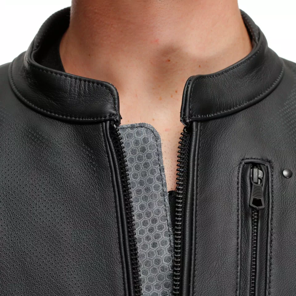 FULCRO QDF - MEN PERFORATED LEATHER MOTORCYCLE JACKET