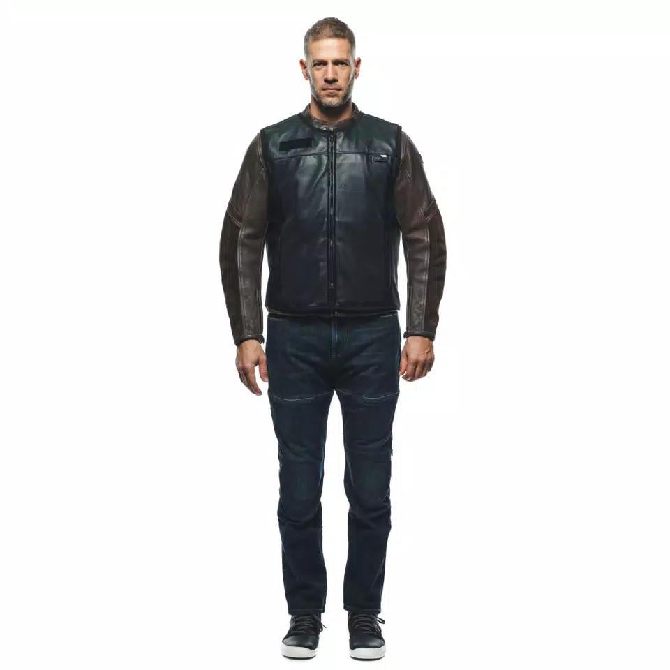 SMART JACKET LEATHER - MEN'S MOTORCYCLE LEATHER VEST WITH INTEGRATED AIRBAG
