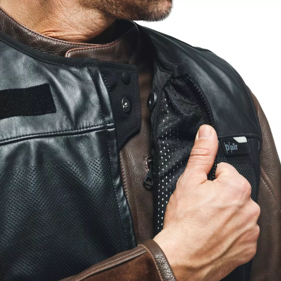 SMART JACKET LEATHER - MEN'S MOTORCYCLE LEATHER VEST WITH INTEGRATED AIRBAG