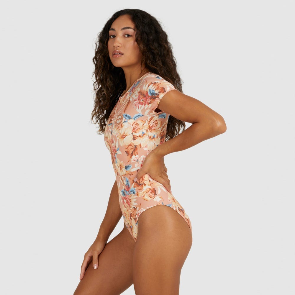 Billabong Womens Shady Days Swell Short Sleeve One-Piece Swimsuit