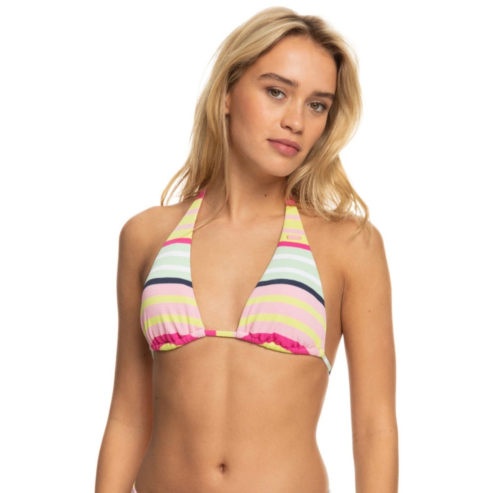 Roxy Womens Stripe Soul Tiki Tri Bikini Top In Seacrest Stripe Soul