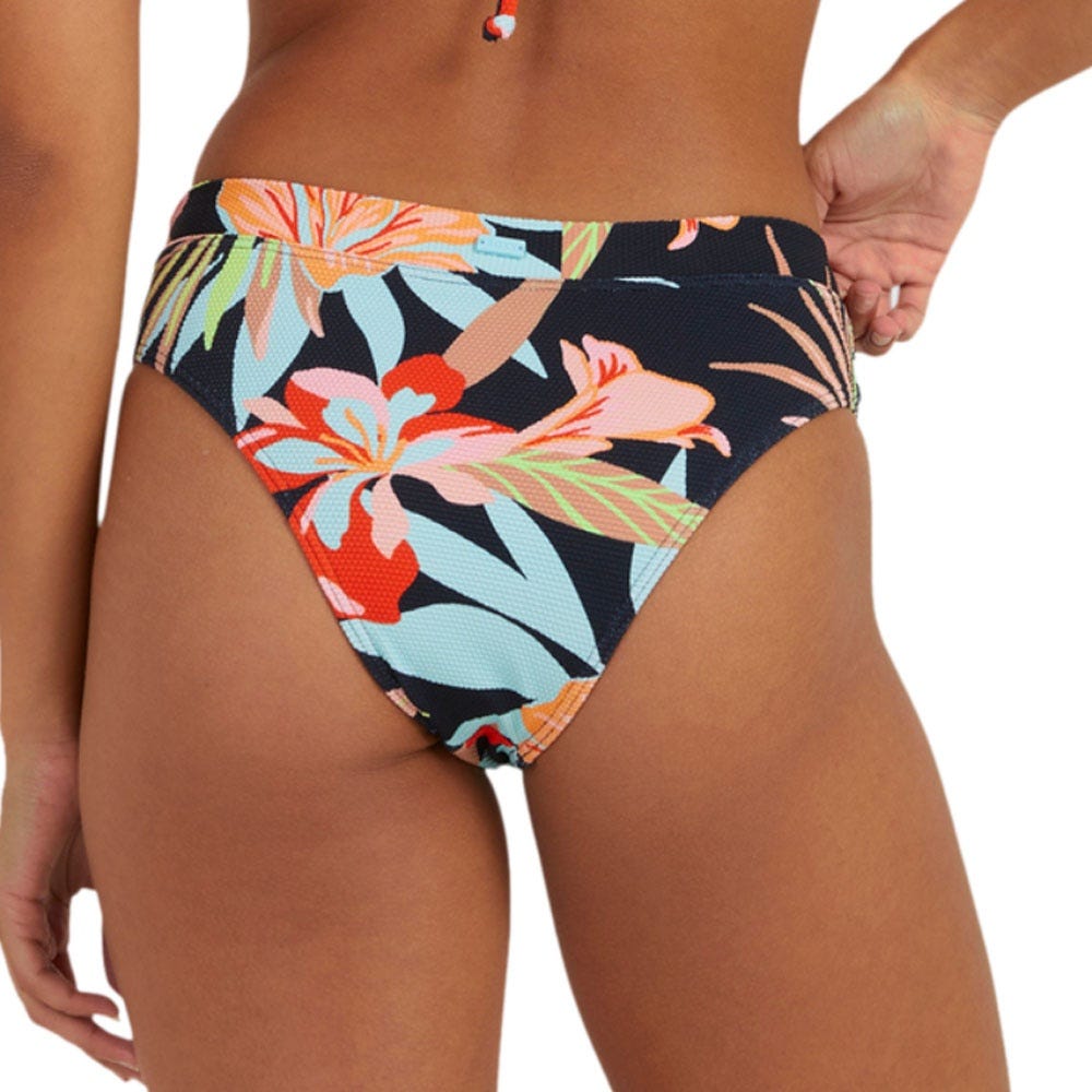 Roxy Womens Florette Mid Waist Bikini Bottoms In Florette Anthracite
