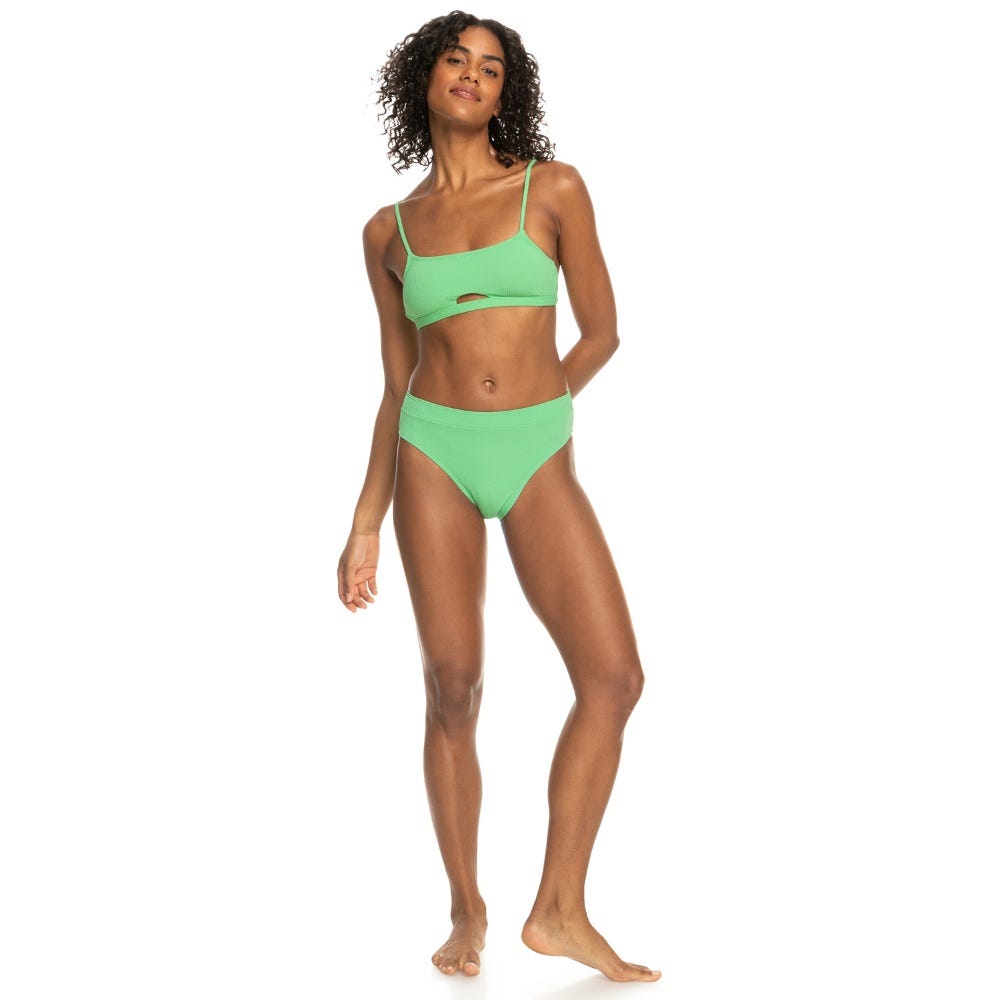 Roxy Womens Colour Jam Moderate Bikini Bottoms In Green