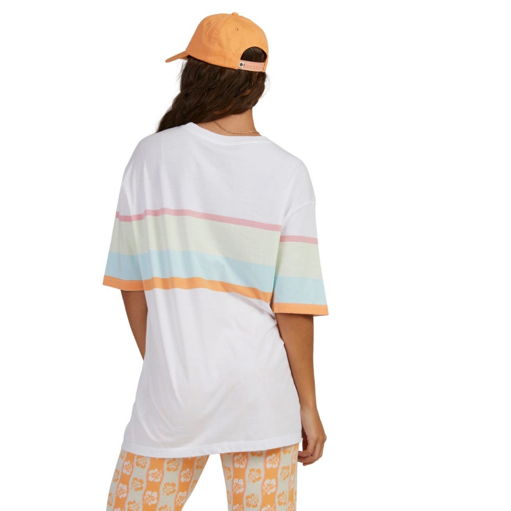 Roxy Womens Starry Night Sky Oversized T-Shirt Bright White
