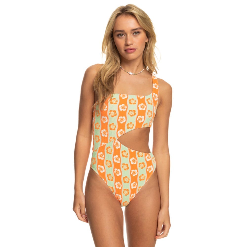 Roxy Womens Wavy Babe One-Piece Swimsuit In Ambroisia Wave Babe Small