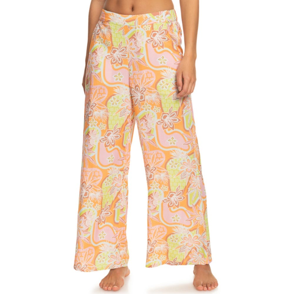 Roxy Womens Midnight Avenue Wide Leg Trousers In Mock Orange Delic