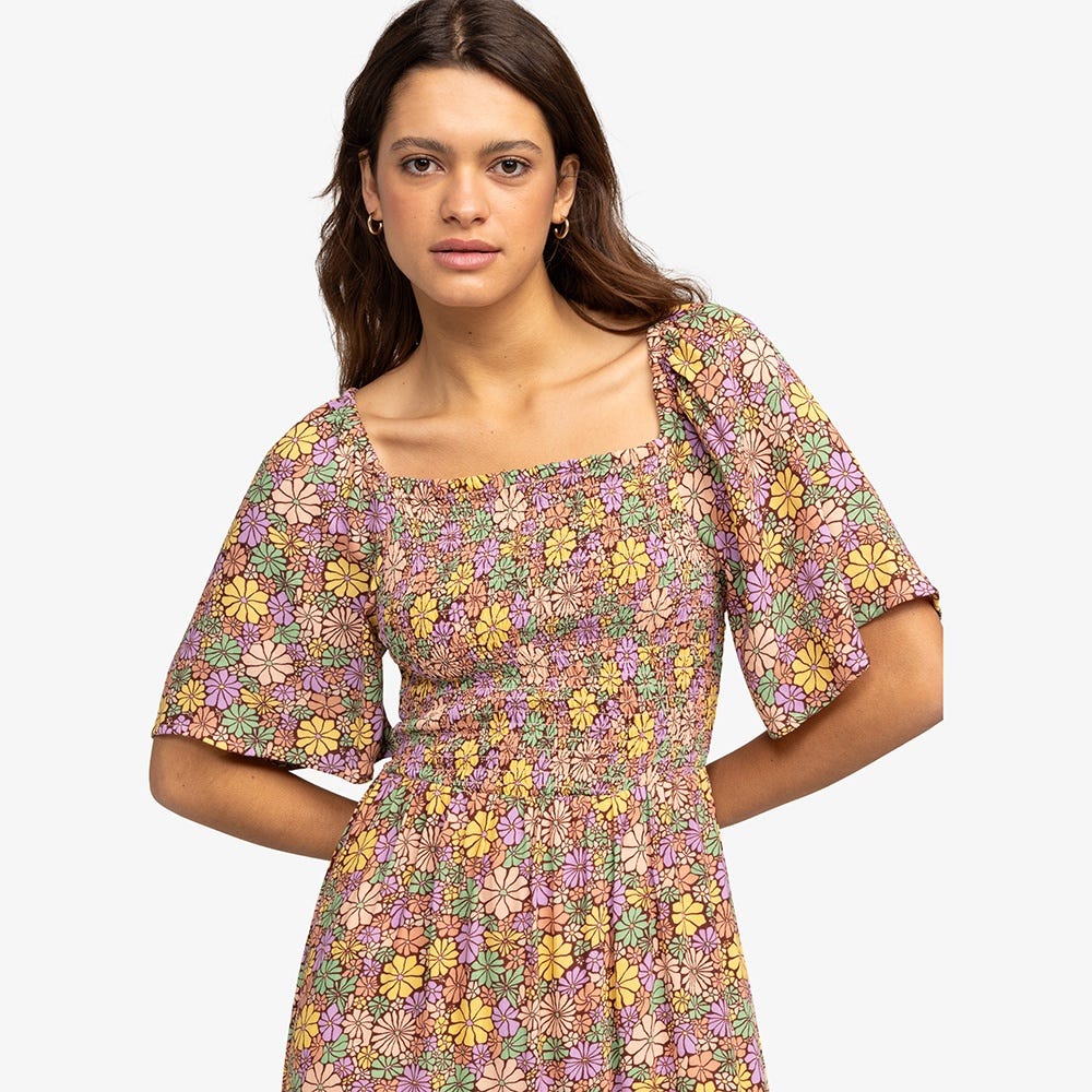Roxy Tropical Sunshine Smock Breezy Midi Dress - Women
