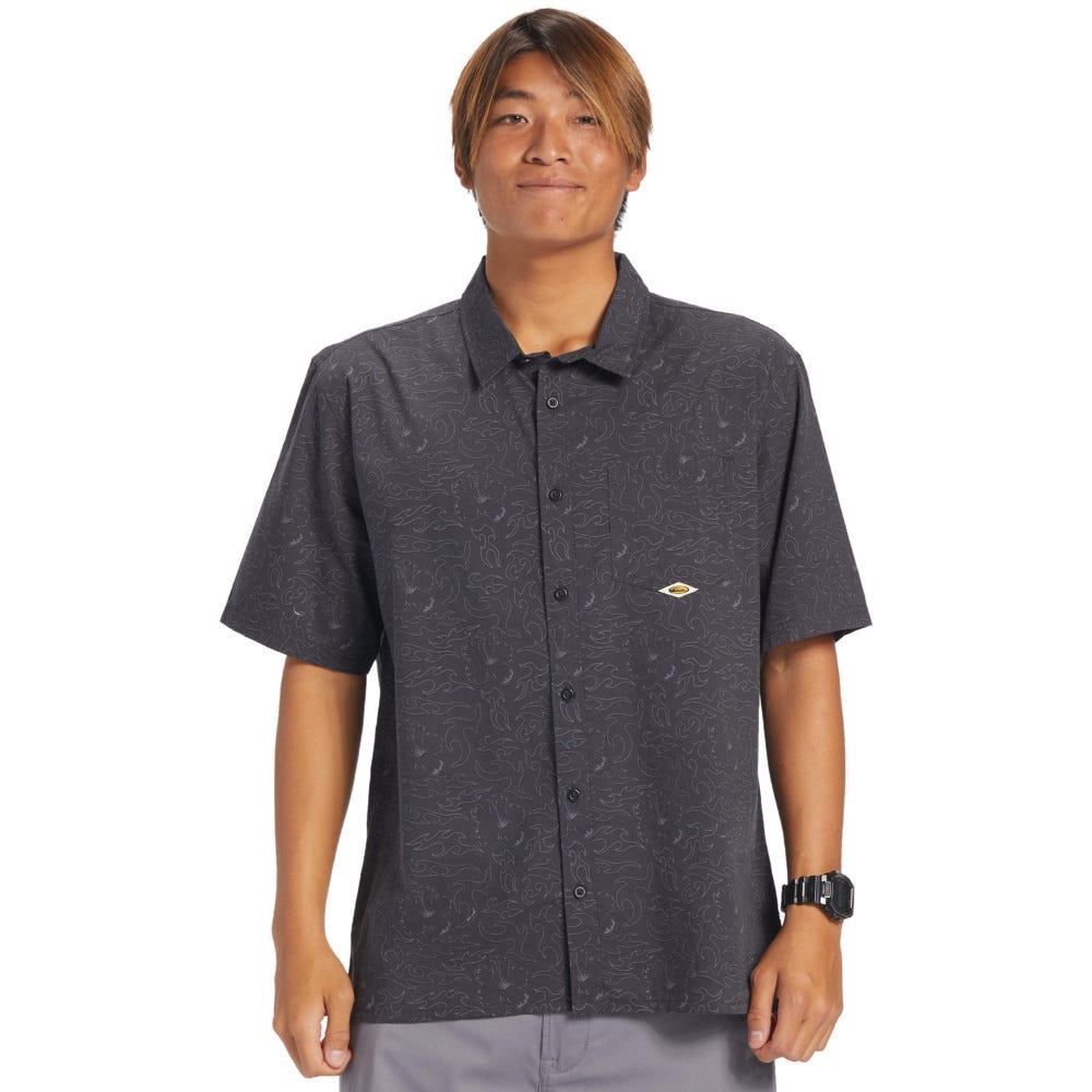 Quiksilver Mens The Saturn Short Sleeve Shirt In Tarmac Tribal Floral
