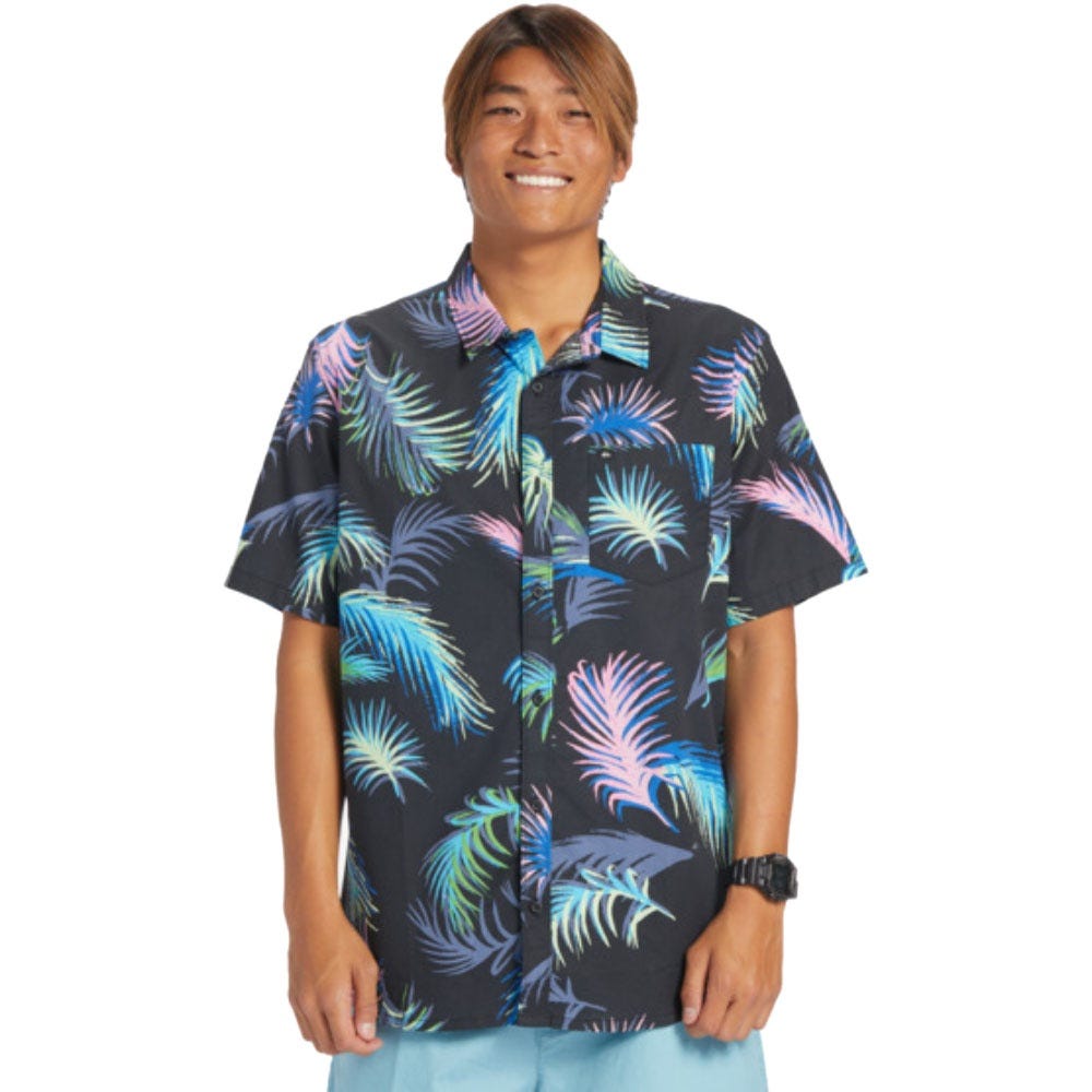 Quiksilver Mens Tropical Glitch Short Sleeve Shirt In Black Tropical Glitch