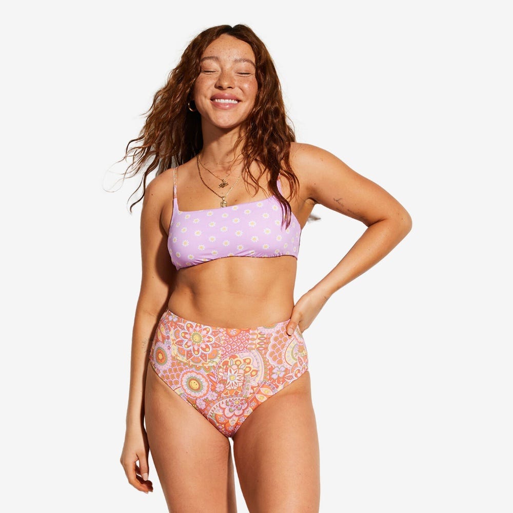 Billabong Womens Good Times Hi Retro Reversible High Leg Bikini Bottoms