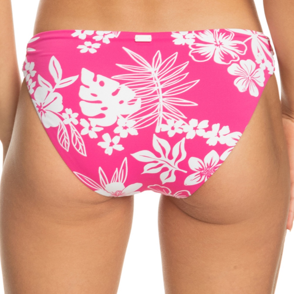 Roxy Womens Printed Beach Classics Hipster Bikini Bottoms In Shocking Pink Hello Aloha