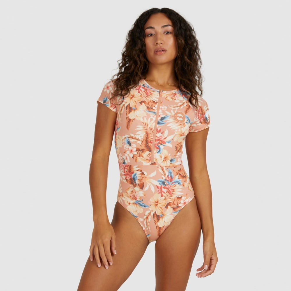 Billabong Womens Shady Days Swell Short Sleeve One-Piece Swimsuit