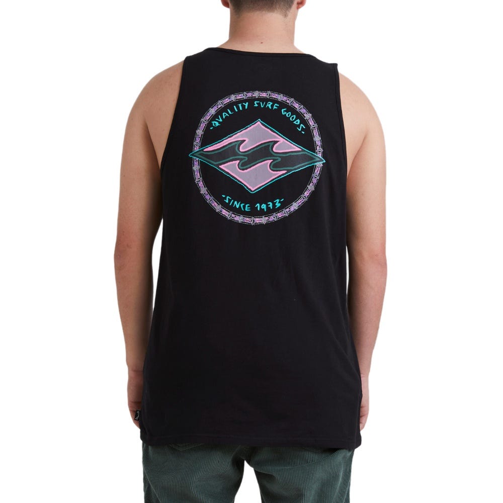 Billabong Mens Rotar Diamond Tank In Black
