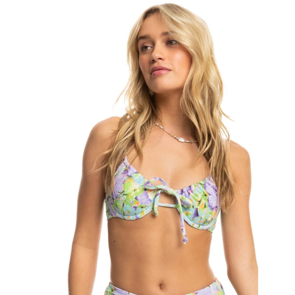 Roxy Womens Blumen Bralette Bikini Top In Purple Rose Blumen