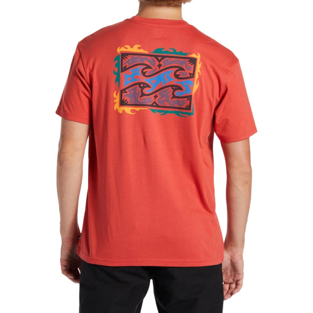 Billabong Mens Crayon Wave T-Shirt In Coral