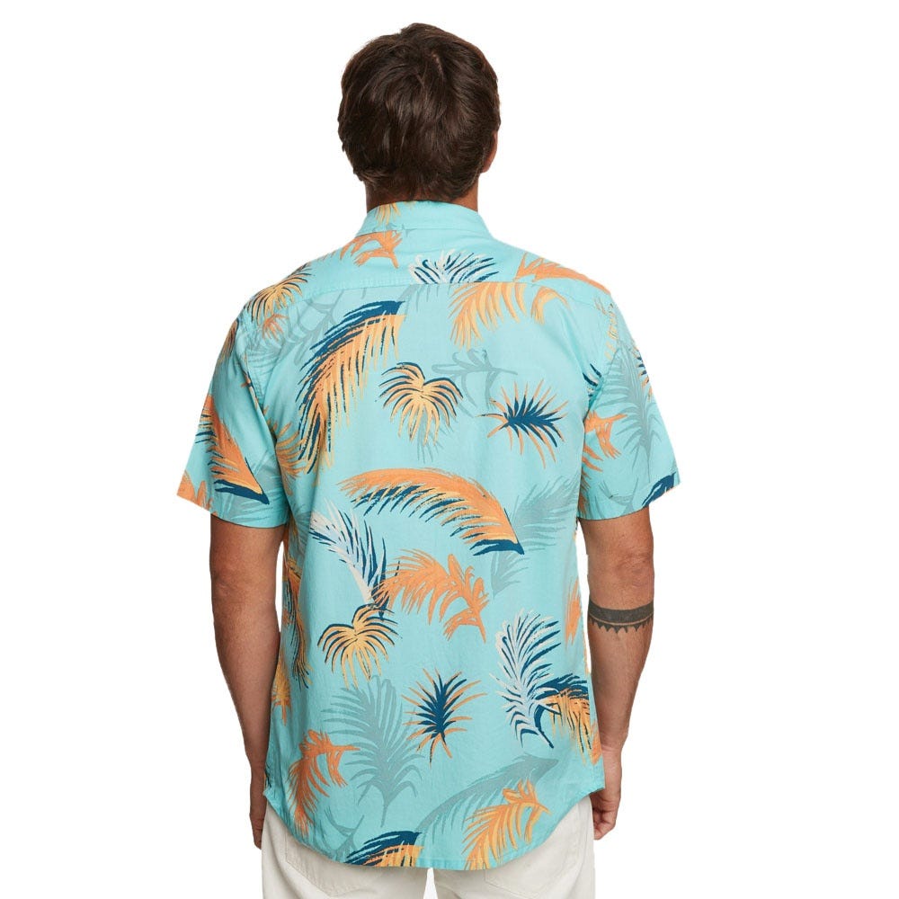Quiksilver Mens Tropical Glitch Short Sleeve Shirt In Angel Blue Tropical Glitch