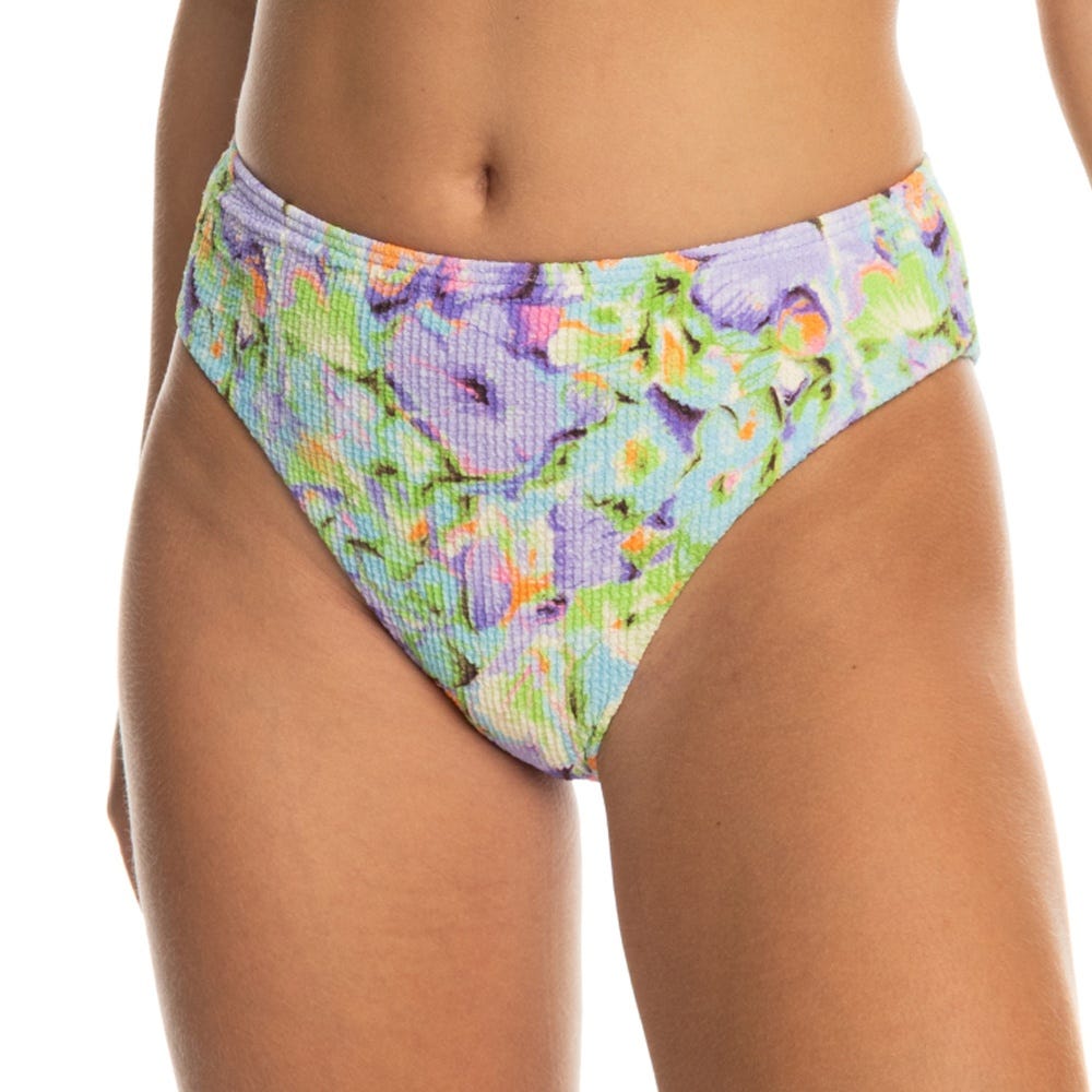 Roxy Womens Blumen High Leg Bikini Bottoms In Purple Rose Blumen