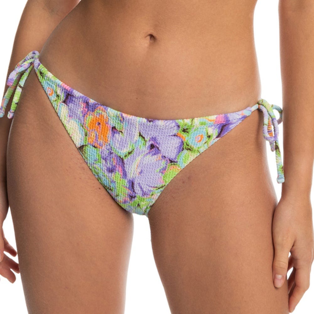 Roxy Womens Blumen Tie-Side Bikini Bottoms In Purple Rose Blumen