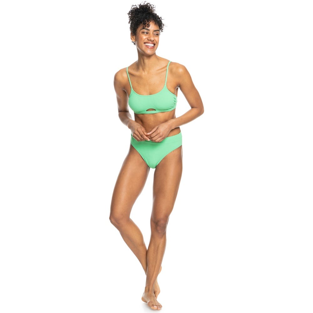Roxy Womens Color Jam Bralette Bikini Top In Green