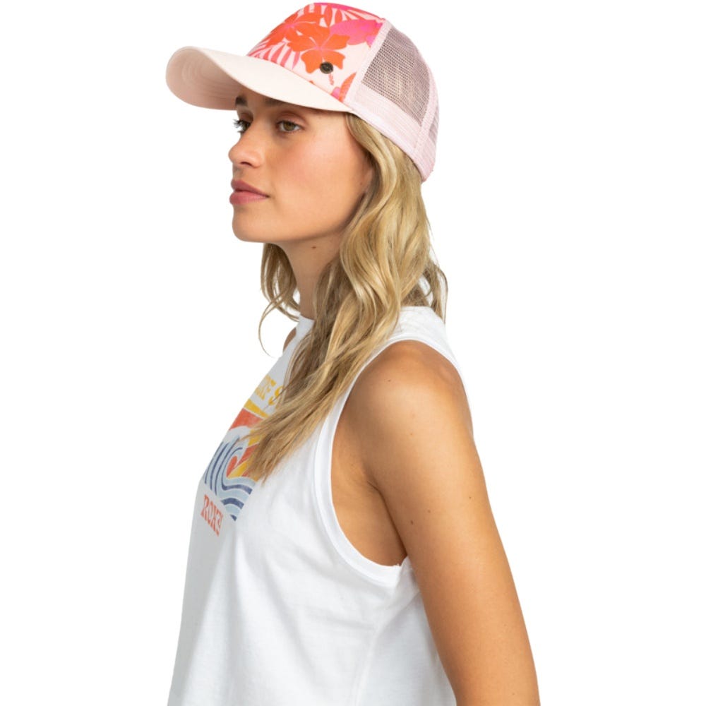 Roxy Womens Beautiful Morning Trucker Cap In Pale Dogwood Lhibiscus