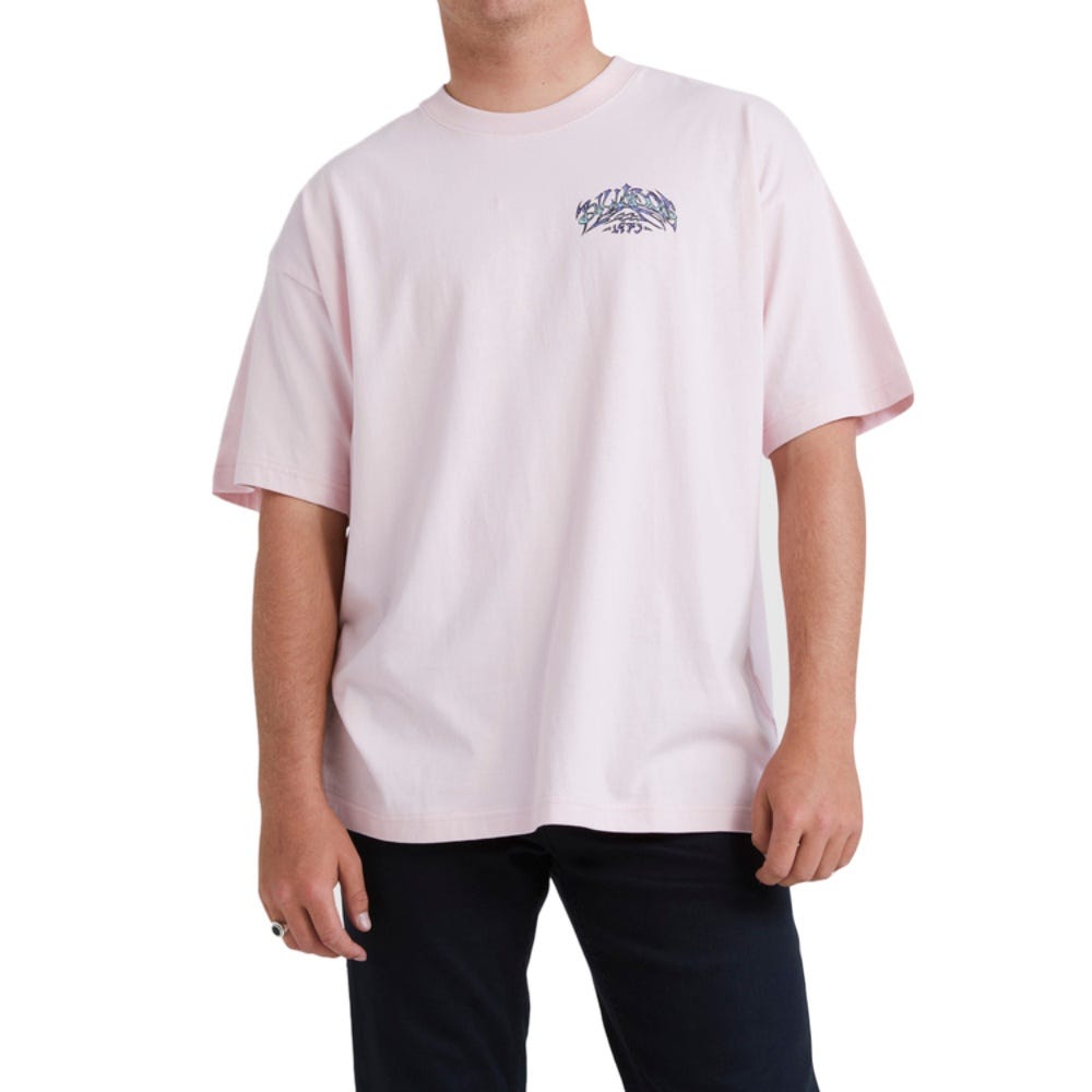 Billabong Mens Throwback Arch T-Shirt In Pastel Pink