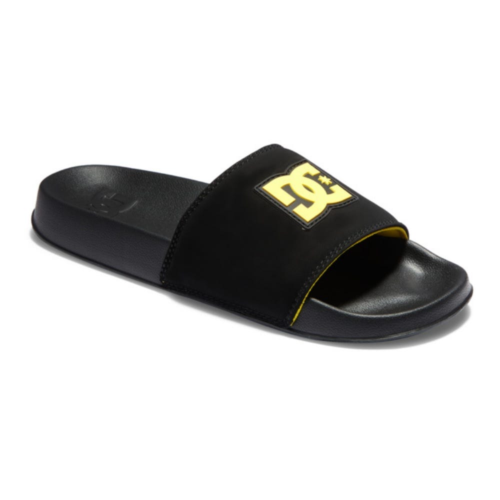 DC Shoes Mens Slide - Slider Sandals In Black/Black/Yellow