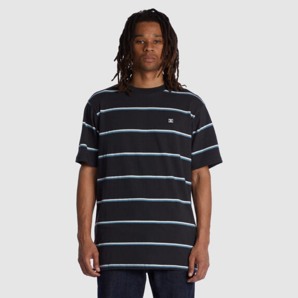DC Shoes Mens Ruthless Stripe T-Shirt In Pirate Black Ruthless Stripe