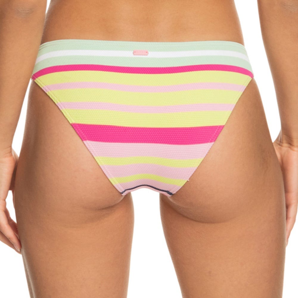 Roxy Womens Stripe Soul Mid Waist Bikini Bottoms In Seacrest Stripe Soul