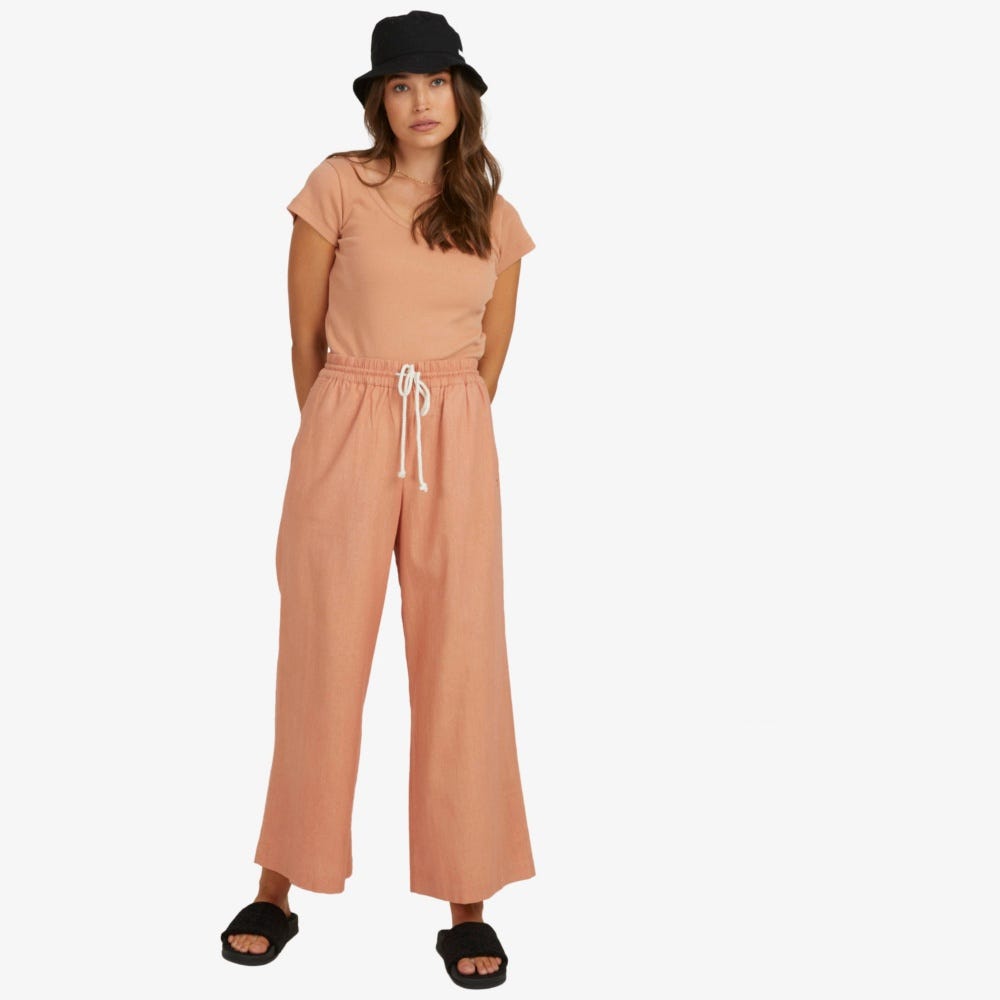 Roxy Womens Lekeitio Linen Beach Pants In Coral