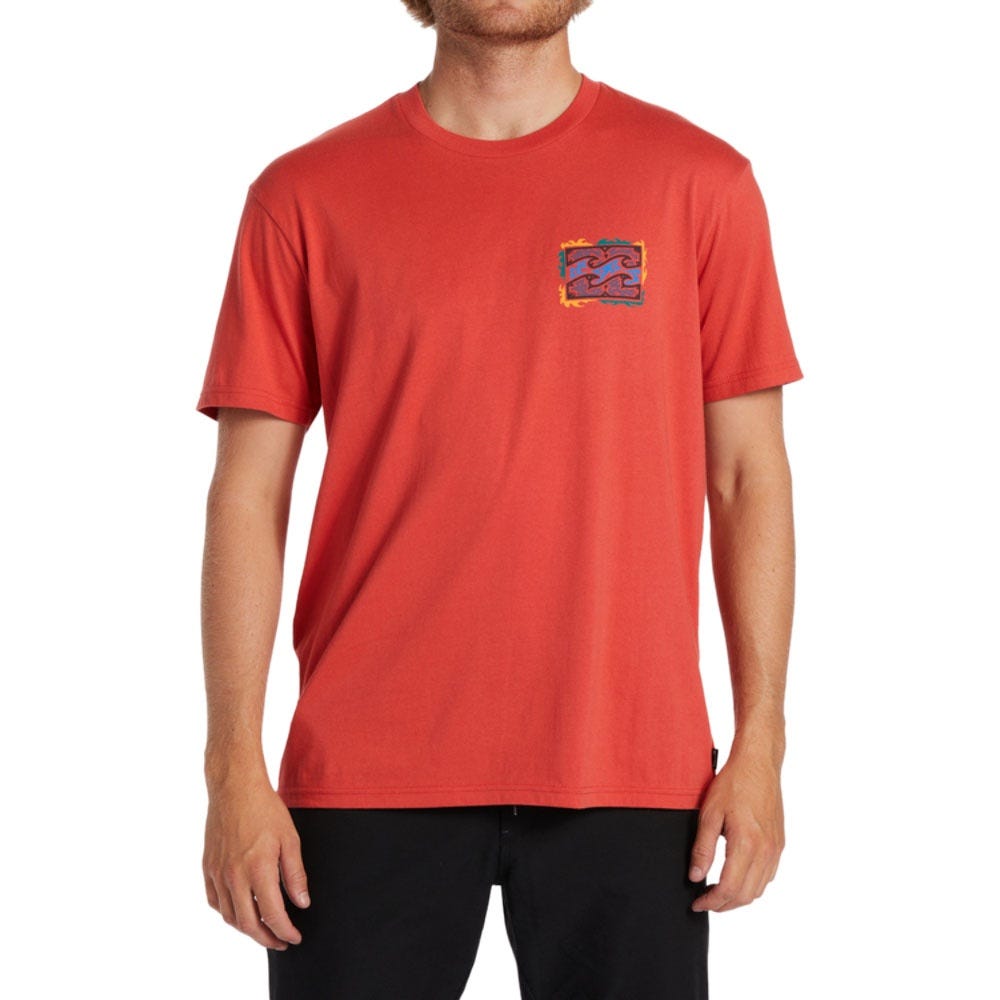 Billabong Mens Crayon Wave T-Shirt In Coral
