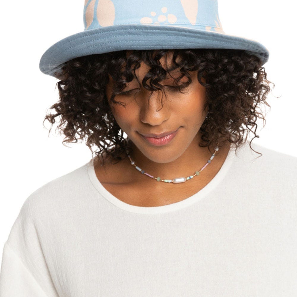 Roxy Womens Jasmine Paradise Reversible Bucket Hat In Clear Sky Cool Character