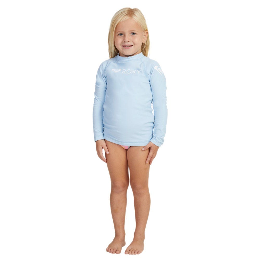 Roxy Girls Heater Long Sleeve Upf 50 Rash Vest In Clear Sky