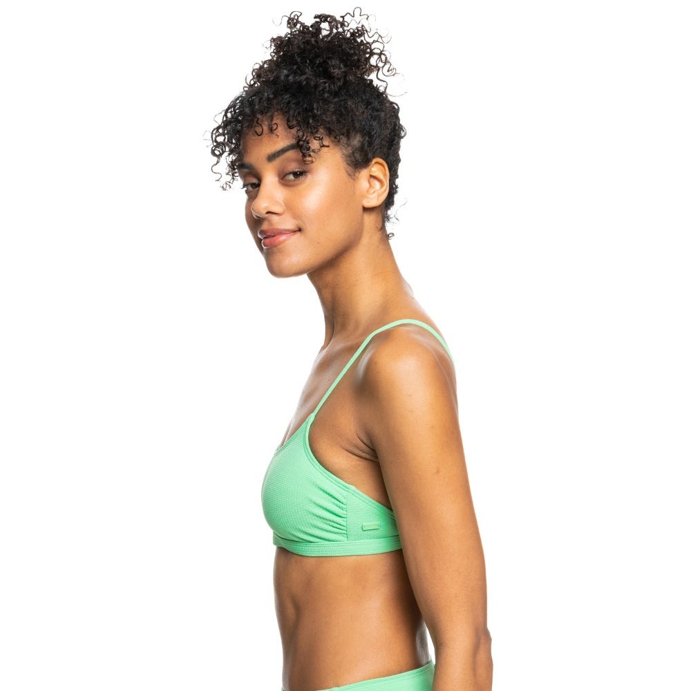 Roxy Womens Color Jam Bralette Bikini Top In Green