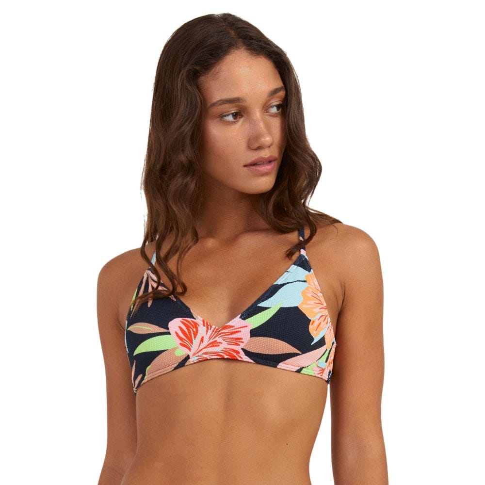 Roxy Womens Florette Bralette Bikini Top In Florette Anthracite