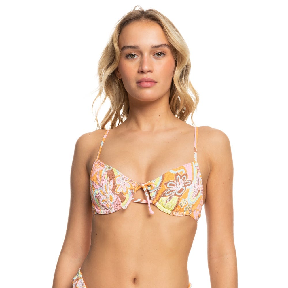 Roxy Womens Floraldelic Underwired Bikini Top In Mock Orange Delic