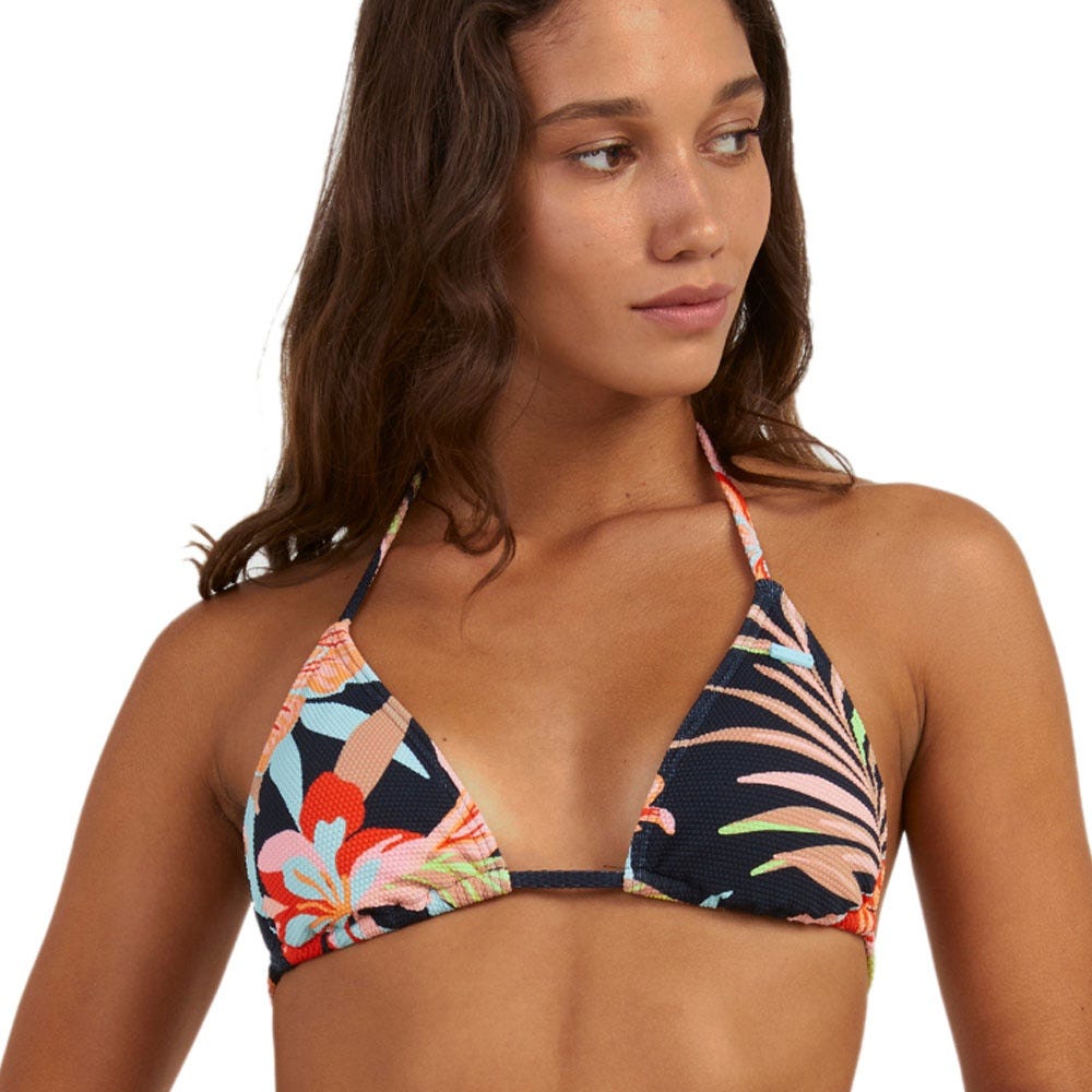 Roxy Womens Florette Tiki Tri Bikini Top In Florette Anthracite