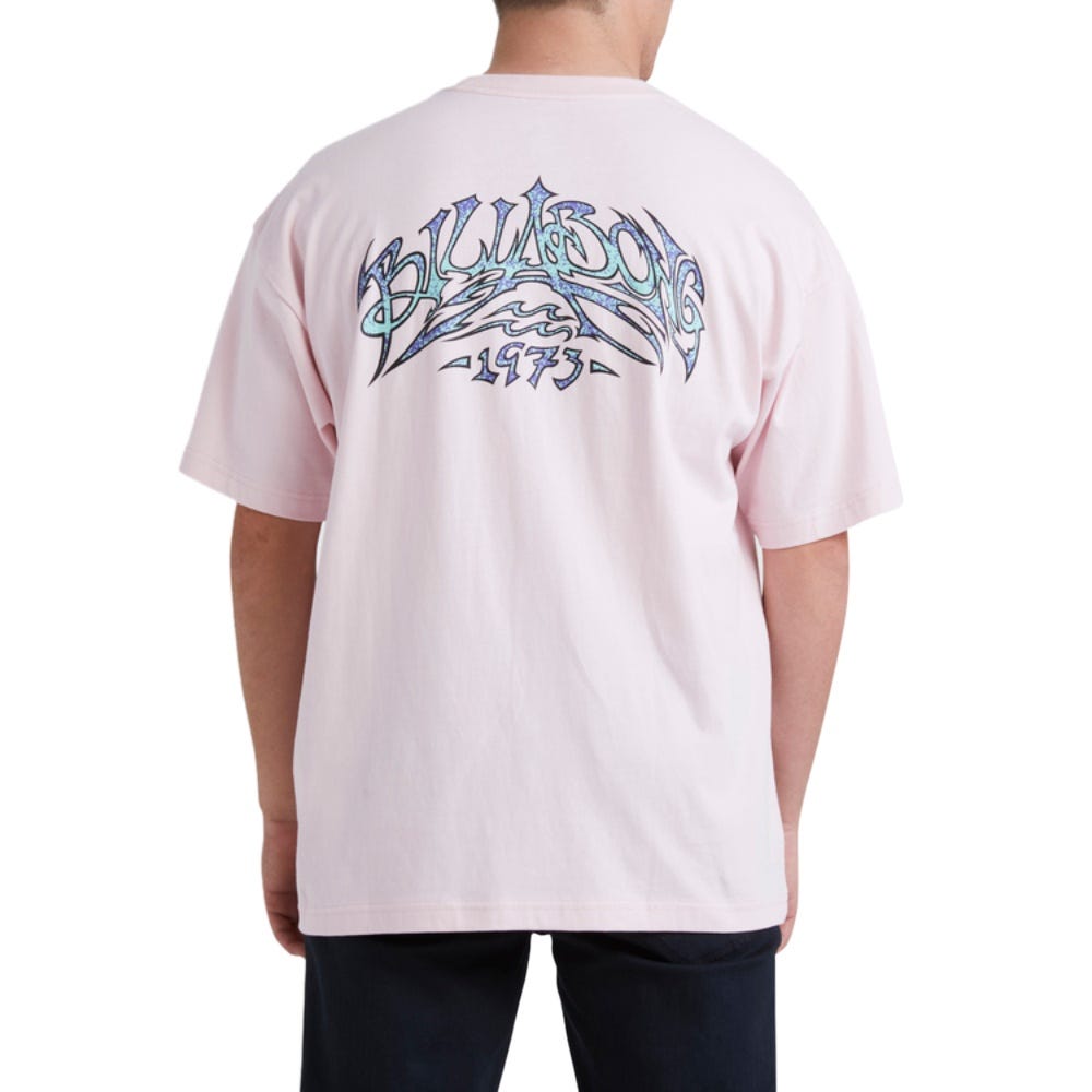 Billabong Mens Throwback Arch T-Shirt In Pastel Pink